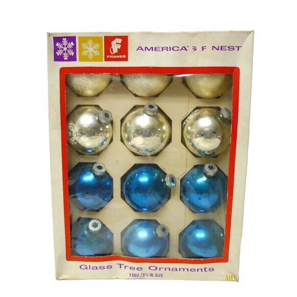50s Franke America's Finest glass tree ornaments . 1 dozen - Picture 1 of 5